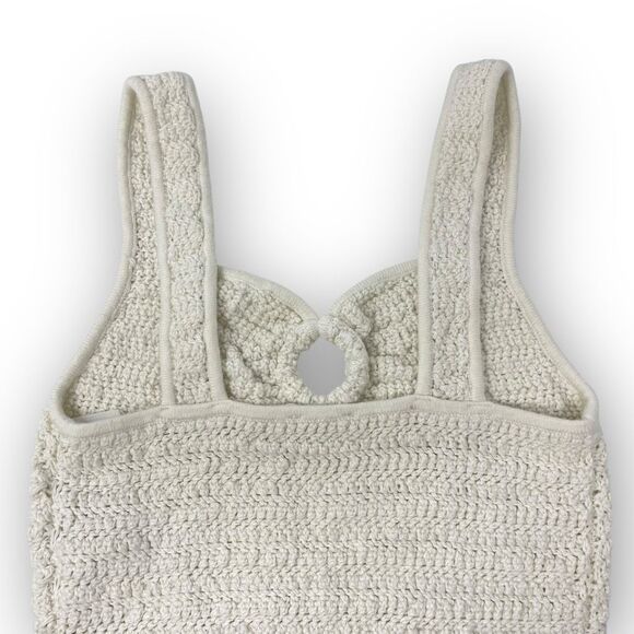 Abercrombie & Fitch Cinched Cutout Crochet Tank Top Cream Women’s Size XS - Picture 7 of 13